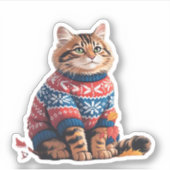 キャットリーフ秋ハロー秋おもしろい猫キッテン恋人 シール (正面)