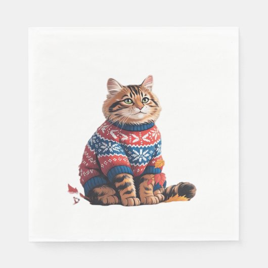 キャットリーフ秋ハロー秋おもしろい猫キッテン恋人 スタンダードランチョンナプキン (正面)