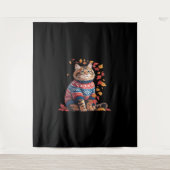 キャットリーフ秋ハロー秋おもしろい猫キッテン恋人 タペストリー (正面)