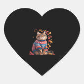 キャットリーフ秋ハロー秋おもしろい猫キッテン恋人 ハートシール (正面)