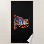 キャットリーフ秋ハロー秋おもしろい猫キッテン恋人 ビーチタオル (正面)