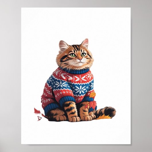 キャットリーフ秋ハロー秋おもしろい猫キッテン恋人 ポスター (正面)