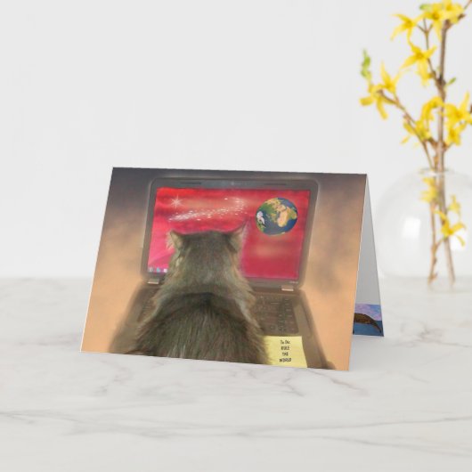 キャットルールザワールド誕生日 カード (黄色い花)