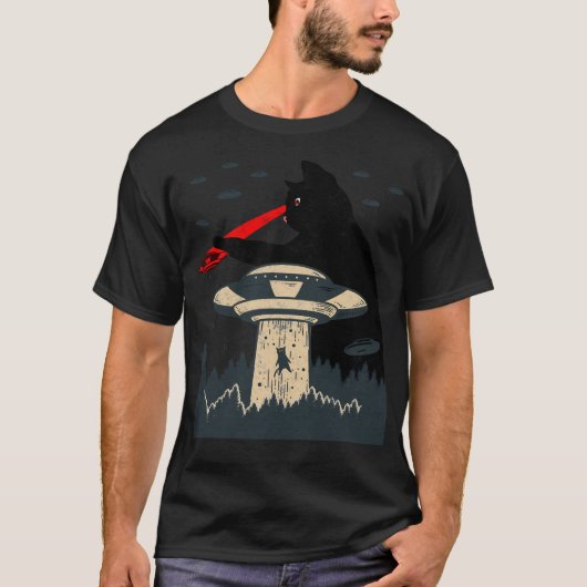 キャットレおもしろいザーアイUfoエイリアン Tシャツ (正面)