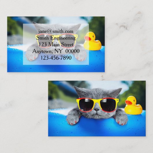 キャットレストはエアマットレスのプールに 名刺 (正面/裏面)