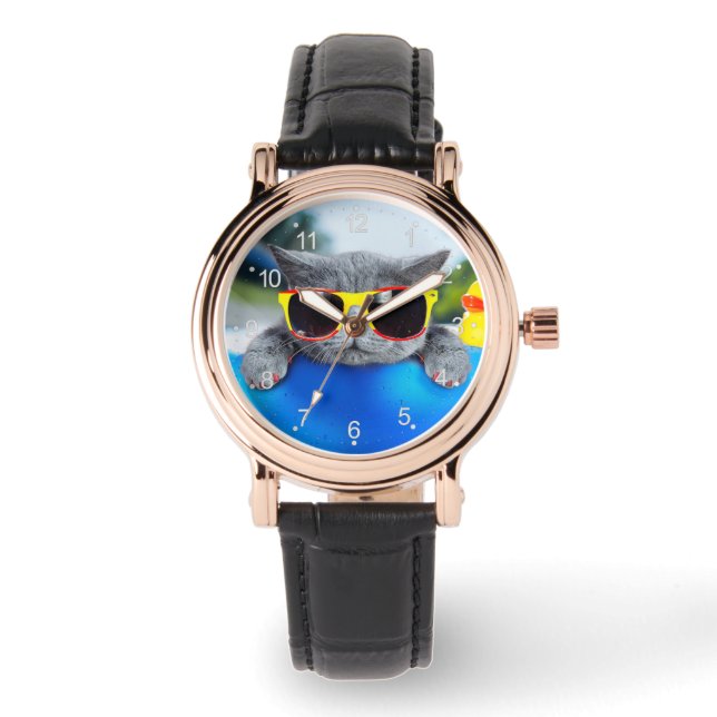 キャットレストはエアマットレスのプールに 腕時計 (正面)