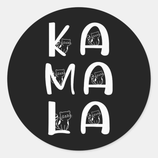 キャットレタリング前向きカマラハリスワルツワルツ ラウンドシール (正面)