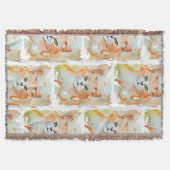 キャットレッド魔法ユーモアウォーターカラー神秘的 スローブランケット (正面)