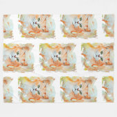 キャットレッド魔法ユーモアウォーターカラー神秘的 フリースブランケット (正面(横))