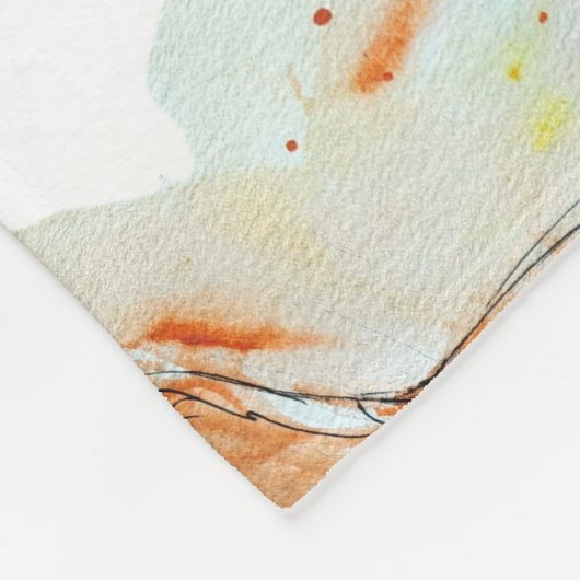 キャットレッド魔法ユーモアウォーターカラー神秘的 フリースブランケット (角)