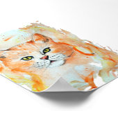 キャットレッド魔法ユーモアウォーターカラー神秘的 ポスター (角)