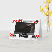 キャットレッド・ファーザー・デイのホルツ・ペットの写真カードから カード (黄色い花)