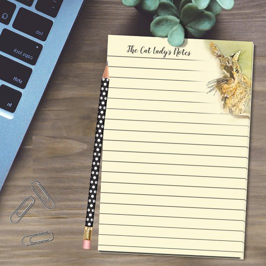 キャットレディウォーターカラー子猫ヒゲパーソナライズされた ポストイット