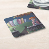 キャットレディーインザパークスクエア紙コースター スクエアペーパーコースター (アングル)