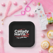 キャットレディーカマラハリス2024私は彼女と一緒 ペーパープレート (パーティー)