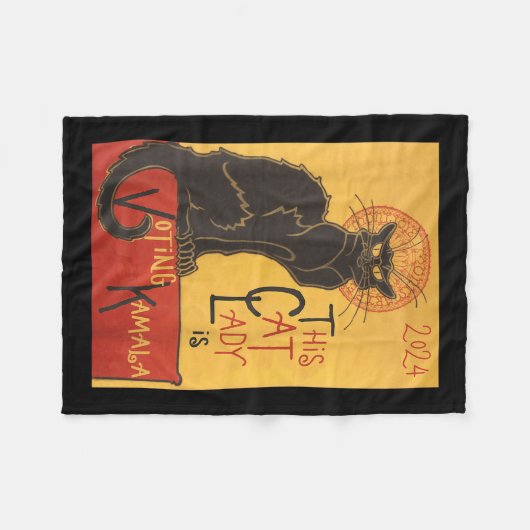 キャットレディーカマラレチャットノワールおもしろい投票 フリースブランケット (正面(横))