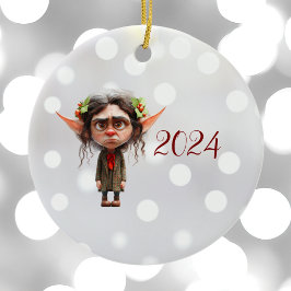 キャットレディークリスマス小妖精や小人セラミックオーナメント セラミックオーナメント