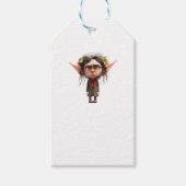 キャットレディークリスマス小妖精や小人ホワイトギフトラベル ギフトタグ (正面)