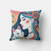 キャットレディーグラフィックイラストレーション クッション (裏面)