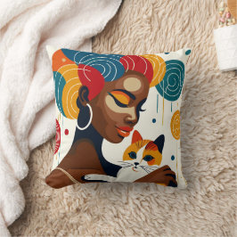 キャットレディーグラフィックイラストレーション クッション