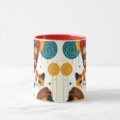 キャットレディーグラフィックイラストレーション マグカップ (中央)