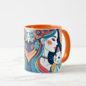 キャットレディーグラフィックイラストレーション マグカップ (正面右)