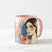 キャットレディーグラフィックイラストレーション マグカップ (正面右)