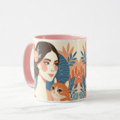 キャットレディーグラフィックイラストレーション マグカップ (正面左)