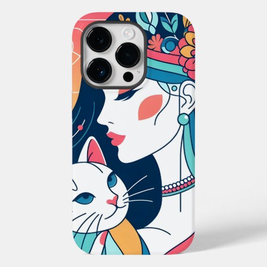 キャットレディーグラフィックイラストレーション Case-Mate iPhoneケース (裏面)