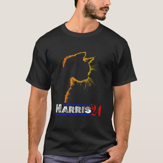 キャットレディースフォーおもしろいカマラキャット2024 Kamala Harris Tシャツ (正面)