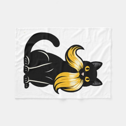 キャットレディースフォーカマラハリスアンチトランプエレおもしろいック フリースブランケット (正面(横))