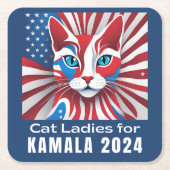 キャットレディースフォーカマラ2024民主党員 スクエアペーパーコースター (正面)