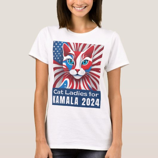 キャットレディースフォーカマラ2024民主党員 Tシャツ (正面)