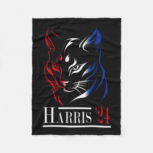 キャットレディースフォーKamala Harris 2024 おもしろいキャットハリス フリースブランケット (正面)