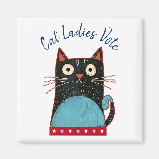 キャットレディース投票スクリプトフェミニスト素朴カイおもしろいー マグネット (正面)