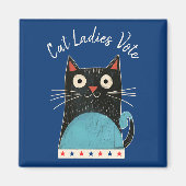キャットレディース投票スクリプト素朴フェミニスト可愛はっきりした マグネット (正面)