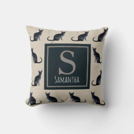 キャットレディータウペ水彩黒子猫模様 クッション