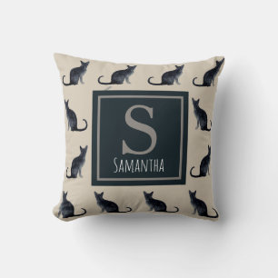 キャットレディータウペ水彩黒子猫模様 クッション