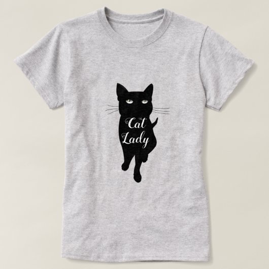 キャットレディーブラック子猫ゴシック猫 Tシャツ (デザイン正面)