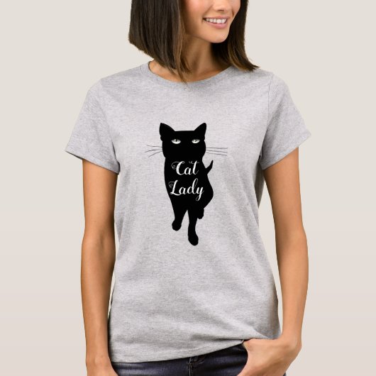 キャットレディーブラック子猫ゴシック猫 Tシャツ (正面)