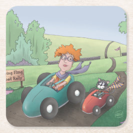 キャットレディーロードラリースクエア紙コースター スクエアペーパーコースター