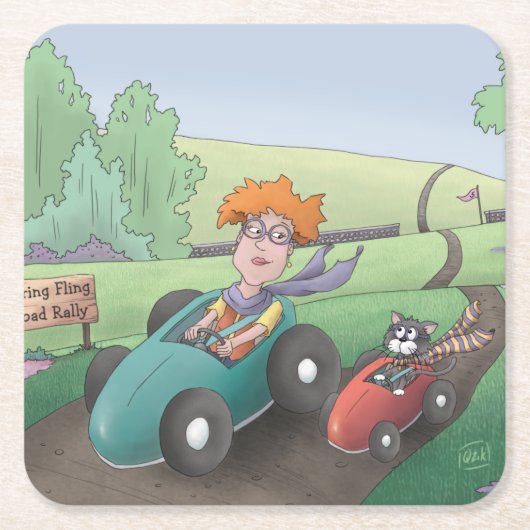 キャットレディーロードラリースクエア紙コースター スクエアペーパーコースター (正面)
