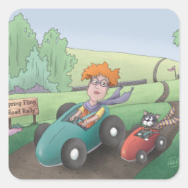 キャットレディーロードラリー広場ステッカー スクエアシール