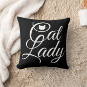 キャットレディ引用文柄キャットヘッドバック白黒 クッション (ブランケット)
