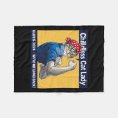 キャットレディ戻らないカマラハリス2024 フリースブランケット (正面(横))