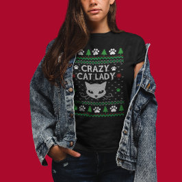 キャットレディ熱狂するー醜いクリスマスセーター Tシャツ