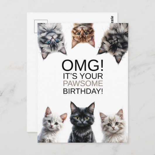 キャットレディ誕生日 | OMG!お前の誕生日だおもしろい ポストカード (正面/裏面)