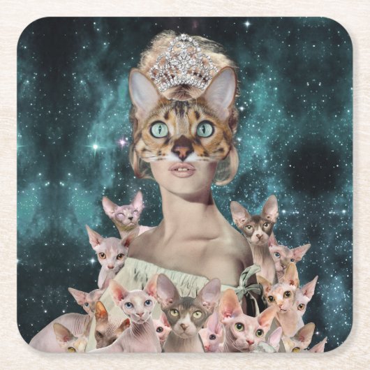 キャットレディ スクエアペーパーコースター (正面)