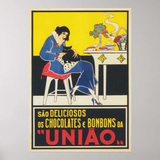 キャットレディ、ブラックキャットアート、カラフルヴィンテージアート ポスター (正面)