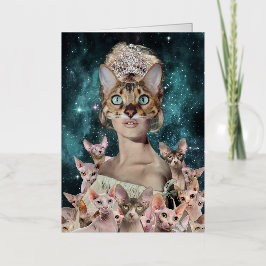 キャットレディ 箔グリーティングカード